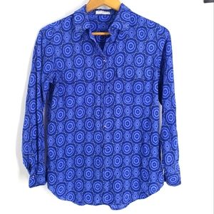 EQUIPMENT Femme Blue Print Button Down Silk Shirt Size XS